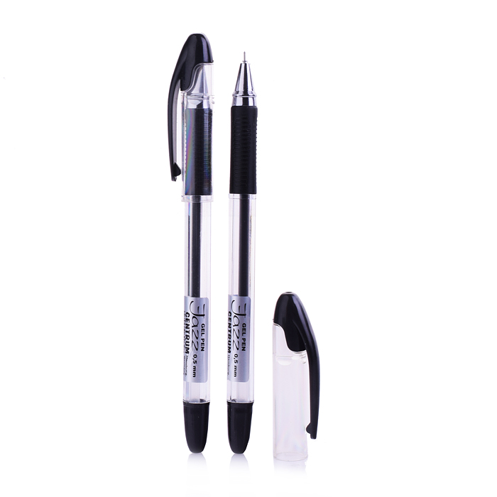 Ручка гелевая черная игольчатая "JAZZ" с металлическим наконечником, 0,5 мм.