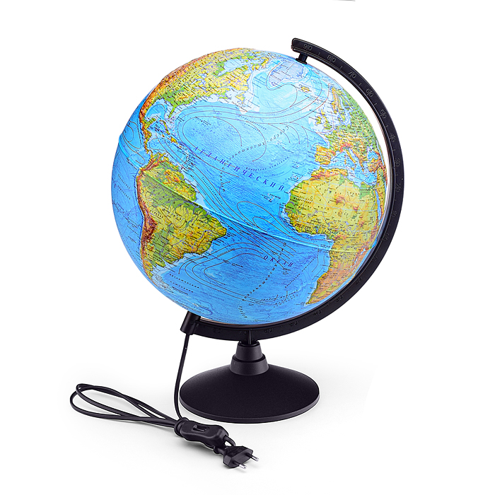 Фото к товару Глобус Земли физико-политический 320мм с подсветкой Рельефный Классик. Глобус Земли физико-политический 320мм с подсветкой Рельефный Классик.