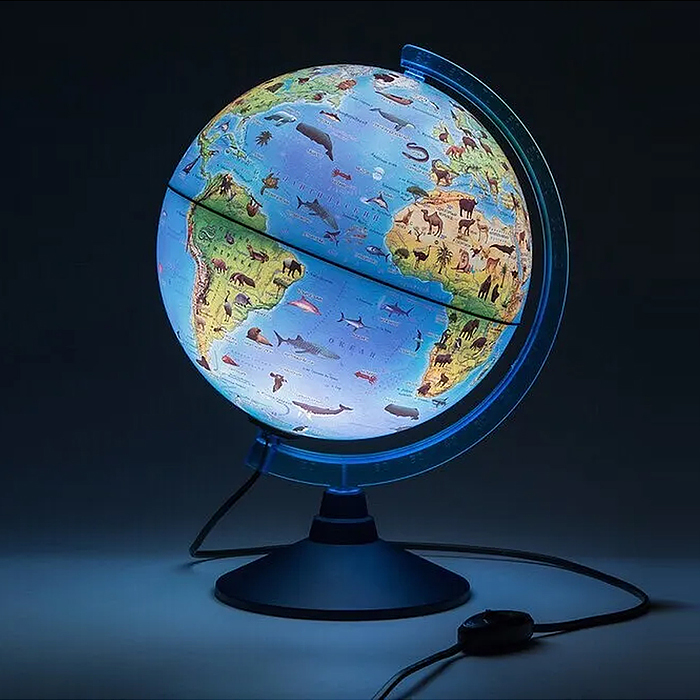 Фото к товару Интерактивный глобус Зоогеографический (Детский) с подсветкой 250мм от батареек. Интерактивный глобус Зоогеографический (Детский) с подсветкой 250мм от батареек.