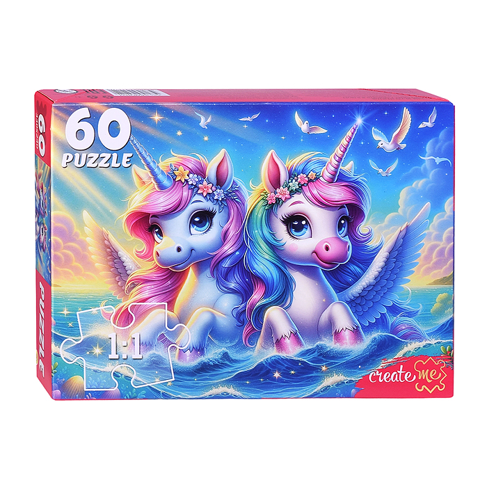 Пазлы 60 "Волшебные Единороги в море"