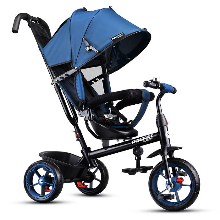 Велосипед трехколесный Rocket 136-BL, колеса EVA 10"/8", цвет синий Велосипед трехколесный Rocket 136-BL, колеса EVA 10"/8", цвет синий