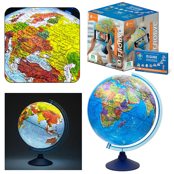 Интерактивный глобус Земли политический с подсветкой 250мм. от батареек. Интерактивный глобус Земли политический с подсветкой 250мм. от батареек.