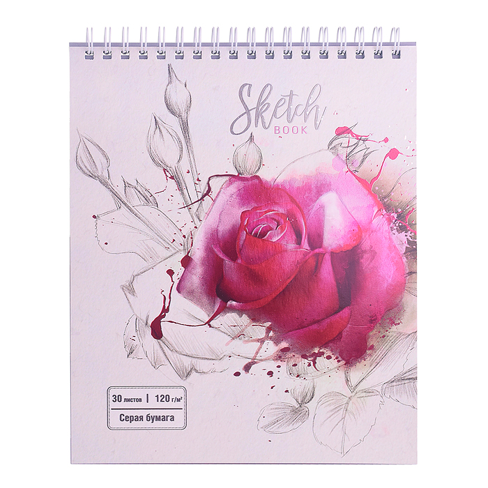Скетчбук 30л А5 "Роза на белом" гребень S Скетчбук 30л А5 "Роза на белом" гребень S