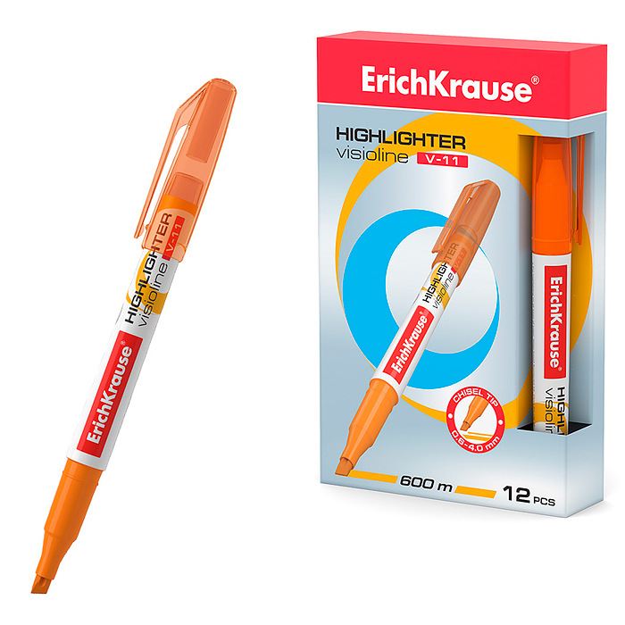 Фото к товару Маркер текстовыделитель Visioline V-11 Neon, цвет чернил оранжевый Маркер текстовыделитель Visioline V-11 Neon, цвет чернил оранжевый