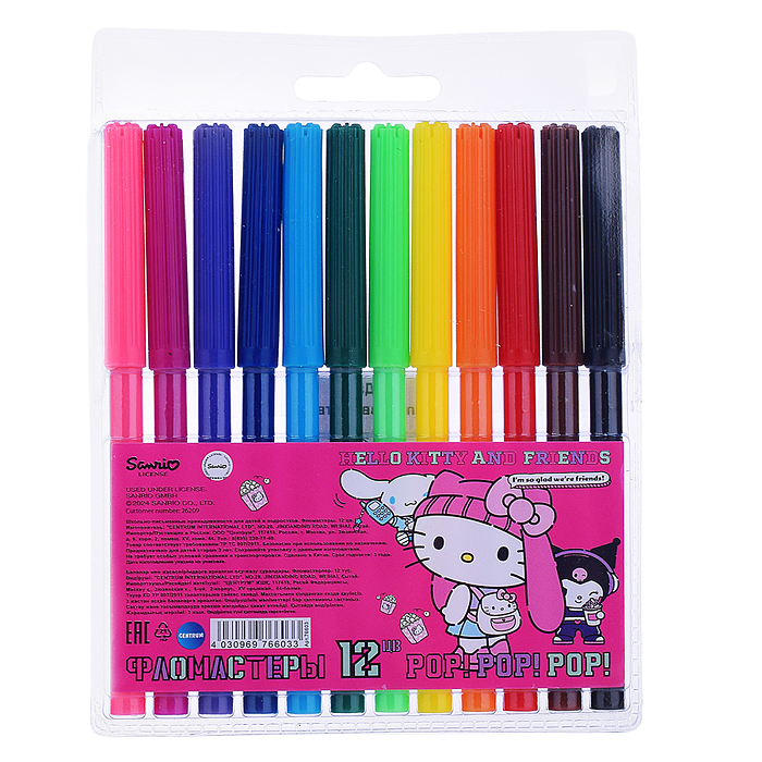 Фломастеры "Hello Kitty and Friends", 12 цветов, на водной основе с вентилируемым колпачком. Фломастеры "Hello Kitty and Friends", 12 цветов, на водной основе с вентилируемым колпачком.