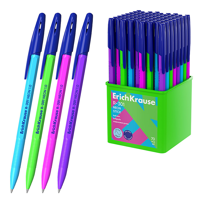 Ручка шариковая R-301 Stick Neon 1.0, цвет чернил синий 