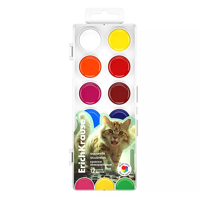 Краски акварельные "Big City Cats" 12 цветов (в пластиковой коробке с европодвесом) Краски акварельные "Big City Cats" 12 цветов (в пластиковой коробке с европодвесом)