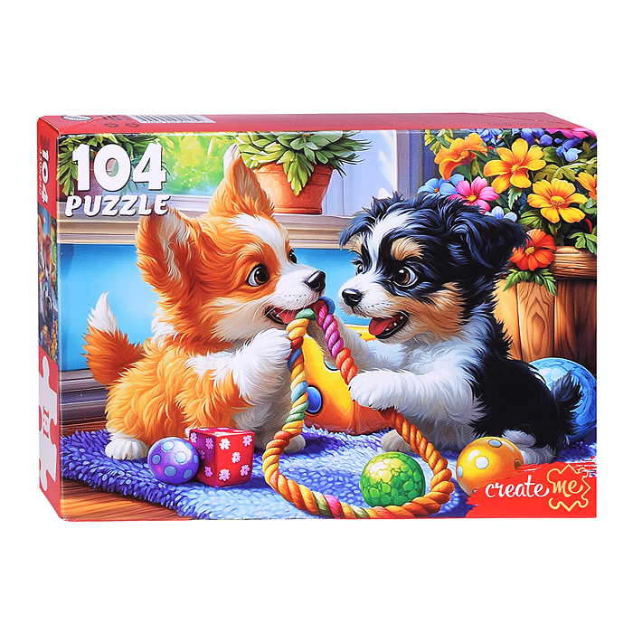 Пазлы 104 "Два веселых щенка"