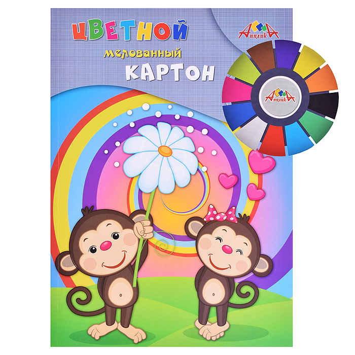 Картон цветной мел. КБС А4 12л., 12цв. "Подарок мартышке"