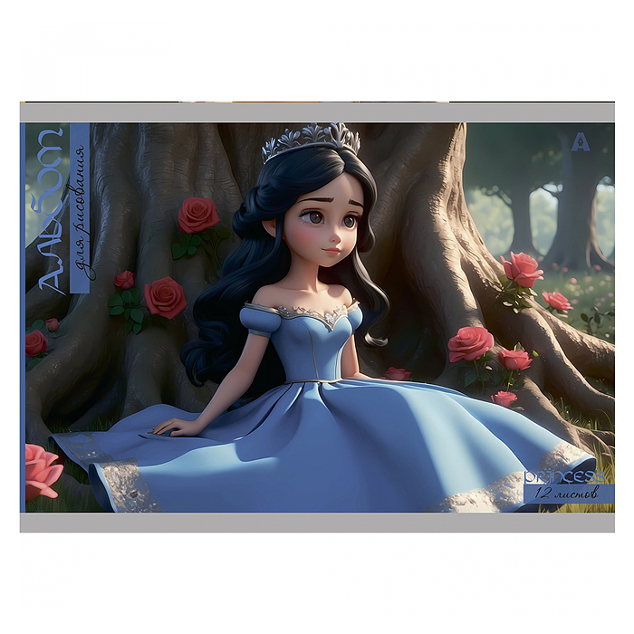 Фото к товару Альбом для рисования А4 12л., на скрепке, мелованный картон, "Принцесса у замка", 4 дизайна Альбом для рисования А4 12л., на скрепке, мелованный картон, "Принцесса у замка", 4 дизайна