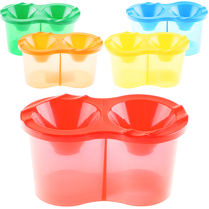 Стакан непроливайка, двойной, цветное ассорти, 5 цветов Стакан непроливайка, двойной, цветное ассорти, 5 цветов