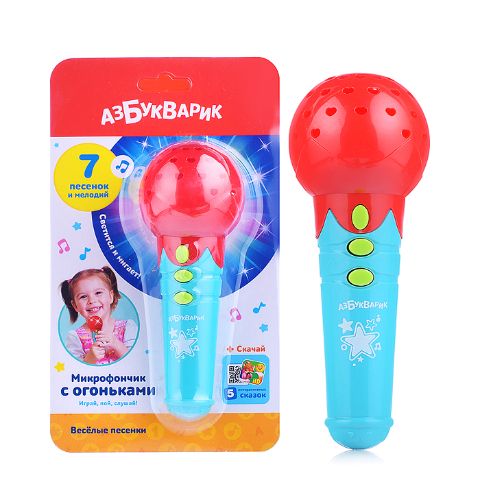 Веселые песенки (Микрофончик с огоньками) Красный