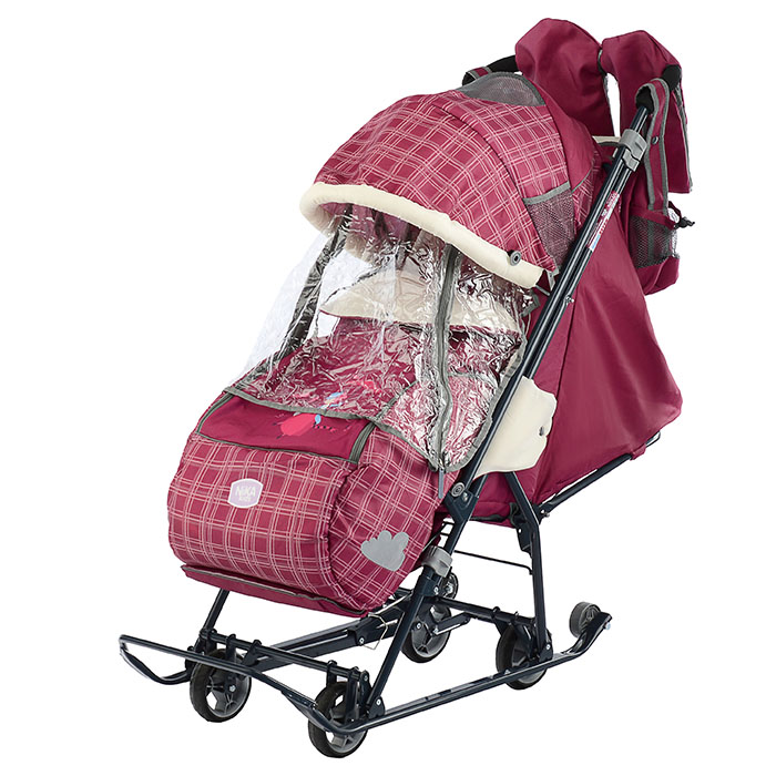 Коляска комбинированная "Наши детки 5-2" (вишневый в клетку)