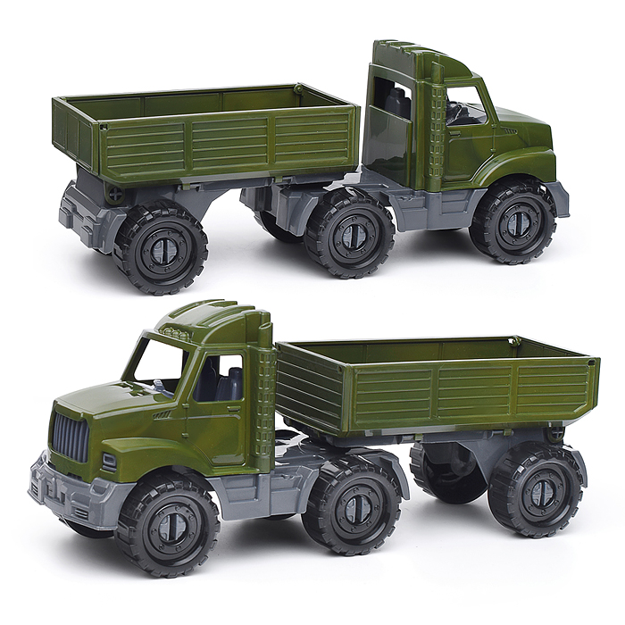 Машинка Тягач "Бизон" бортовой с прицепом Военный Машинка Тягач "Бизон" бортовой с прицепом Военный