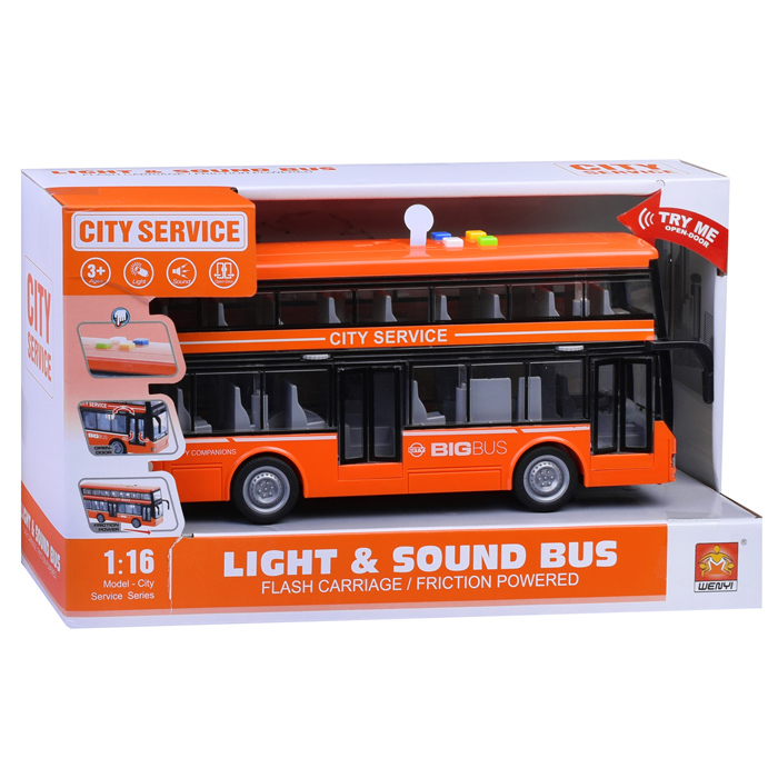 Автобус WY912A "Двухэтажный"1:16 (свет, звук)  в коробке