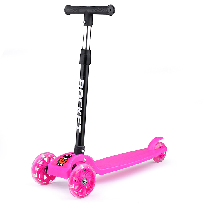Фото к товару Самокат трёхколёсный ROCKET колёса световые PU, цвет розовый Самокат трёхколёсный ROCKET колёса световые PU, цвет розовый
