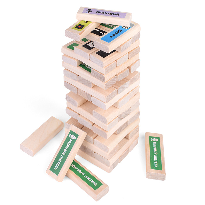 Фото к товару Настольная игра "Джанга башня "Мафия" (54 бруска) Настольная игра "Джанга башня "Мафия" (54 бруска)