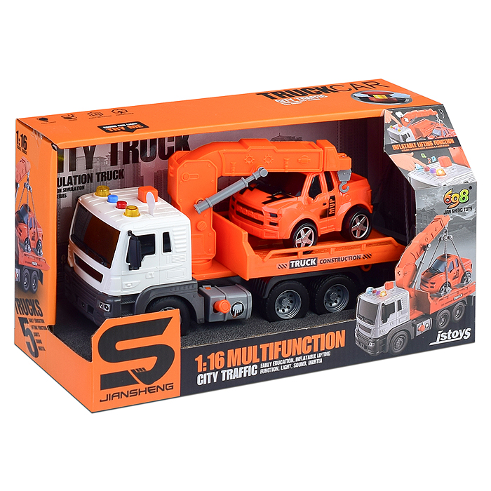 Машина JS106B "Эвакуатор" 1:16 (свет, звук) в коробке (цвет оранжевый)