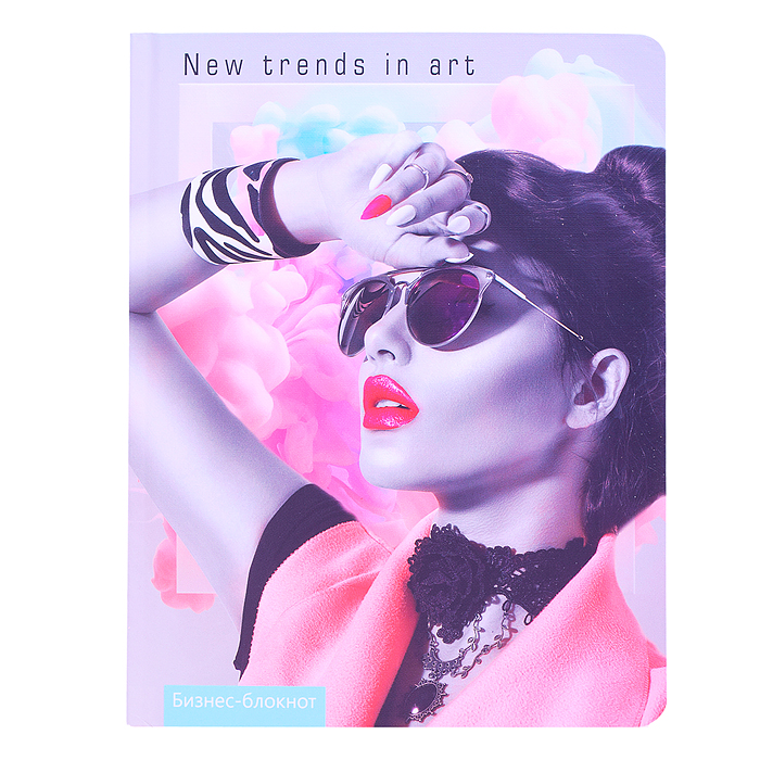 Записная книжка-блокнот А5 80л. "Стильная девушка" 7БЦ,лён,цвет.мел.обл.,кругл.углов