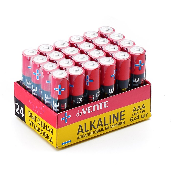 Батарейка "Alkaline" алкалиновая, AAA, LR03, 1,5В, 24 шт в термоусадочной пленке Батарейка "Alkaline" алкалиновая, AAA, LR03, 1,5В, 24 шт в термоусадочной пленке
