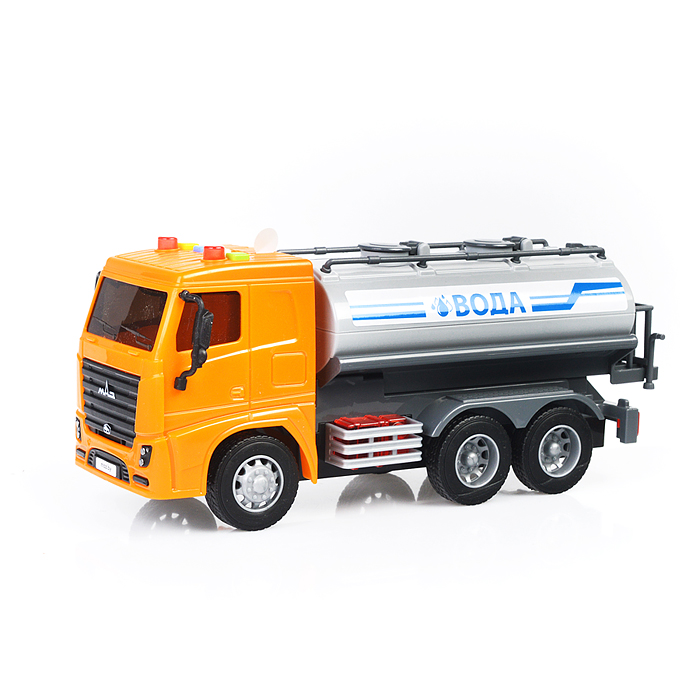 МАЗ, поливочный автомобиль инерционный (со светом и звуком) (оранжевый) (в коробке)