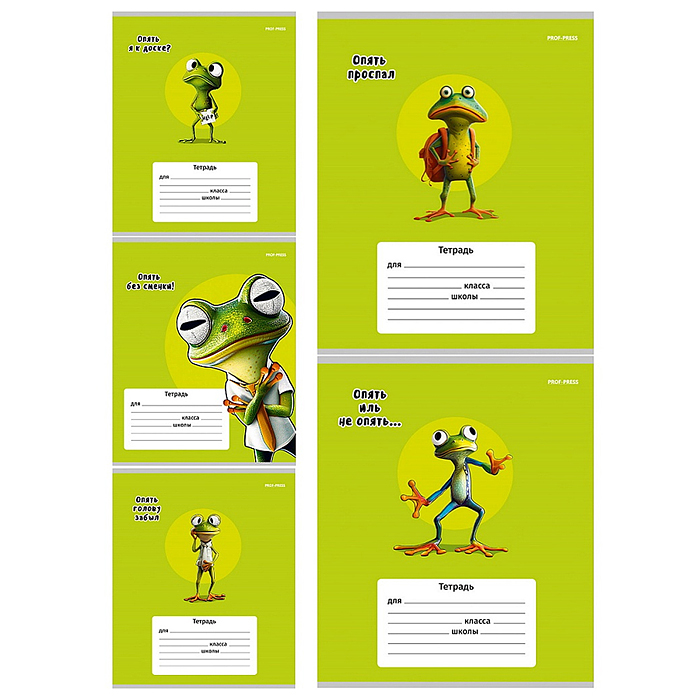 Тетрадь 12л. клетка "Жабка" цвет. мелов.обл., 5 дизайнов Тетрадь 12л. клетка "Жабка" цвет. мелов.обл., 5 дизайнов