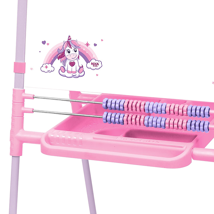 Фото к товару Мольберт «Доска знаний» двусторонний (с единорогом розовый) Мольберт «Доска знаний» двусторонний (с единорогом розовый)