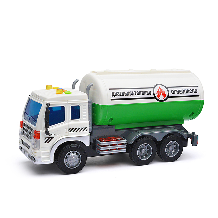 Фото к товару Автомобиль "Сити" с цистерной инерционный (со светом и звуком) (зелёный) (в коробке) Автомобиль "Сити" с цистерной инерционный (со светом и звуком) (зелёный) (в коробке)