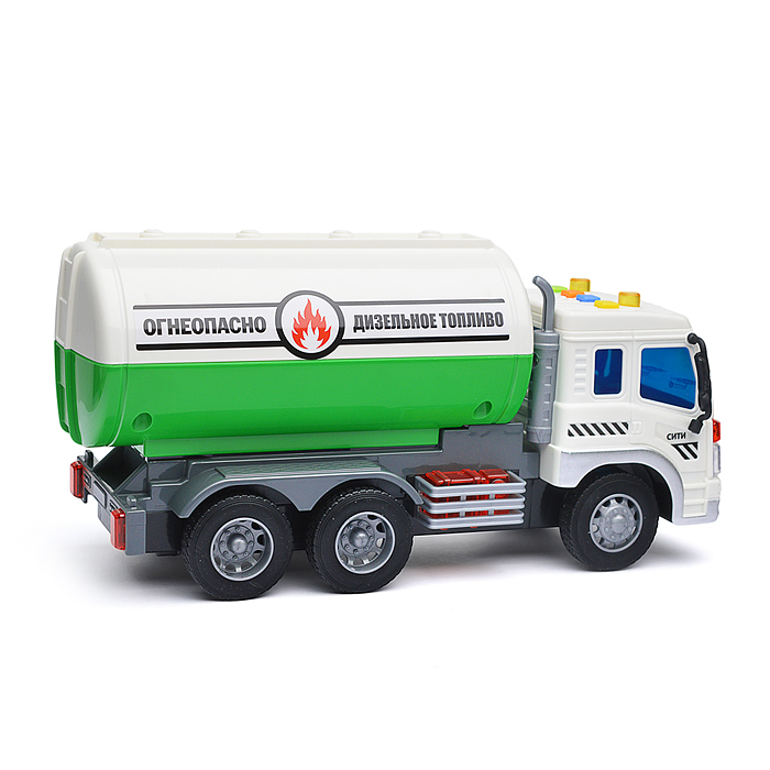 Фото к товару Автомобиль "Сити" с цистерной инерционный (со светом и звуком) (зелёный) (в коробке) Автомобиль "Сити" с цистерной инерционный (со светом и звуком) (зелёный) (в коробке)