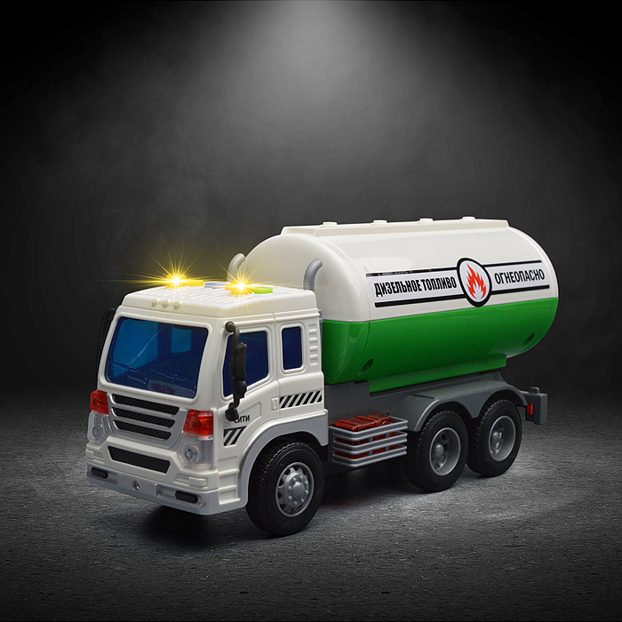 Фото к товару Автомобиль "Сити" с цистерной инерционный (со светом и звуком) (зелёный) (в коробке) Автомобиль "Сити" с цистерной инерционный (со светом и звуком) (зелёный) (в коробке)