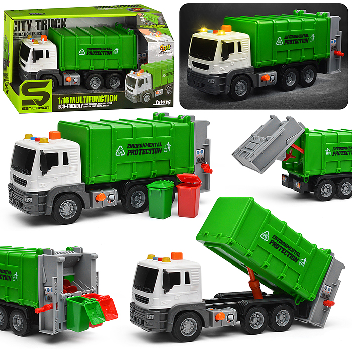 Машина JS108 "Мусоровоз" 1:16 (свет, звук) в коробке (зеленый) Машина JS108 "Мусоровоз" 1:16 (свет, звук) в коробке (зеленый)