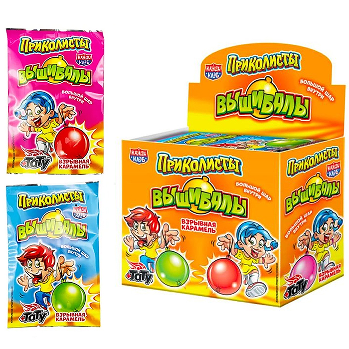Взрывная карамель с игрушкой и татуировкой "Приколисты. Вышибалы" 1гр (30шт)