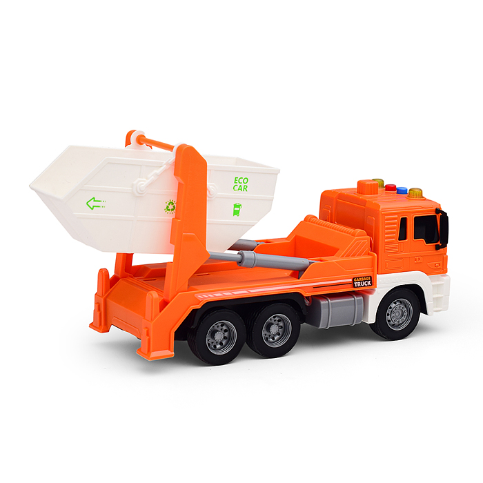 Машина JS107В "Мусоровоз" 1:16 (свет, звук) цвет оранжевый, в коробке