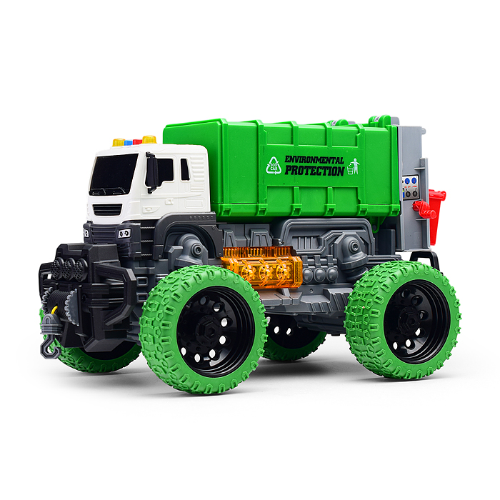 Машина JS108S "Мусоровоз Мега Сити" 1:16 (свет, звук) в коробке (зеленый)