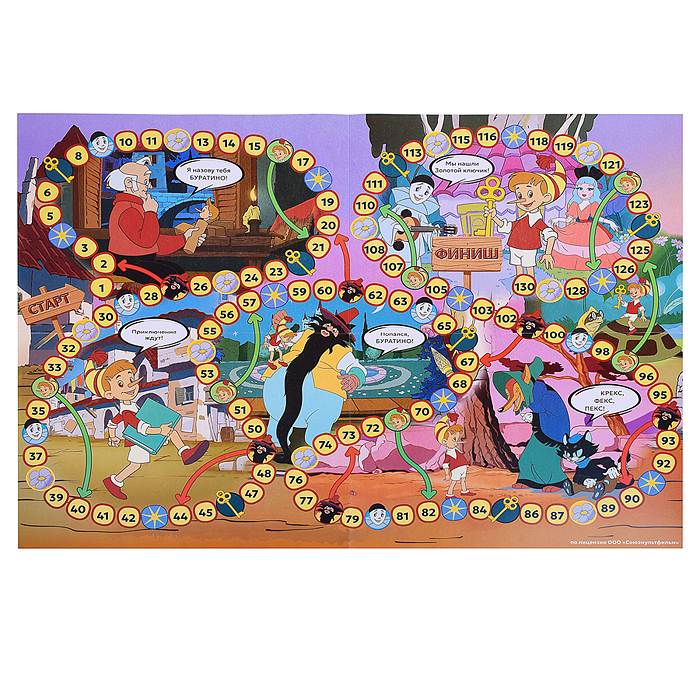 Фото к товару Настольная игра-ходилка "Приключения Буратино" Союзмультфильм. Настольная игра-ходилка "Приключения Буратино" Союзмультфильм.