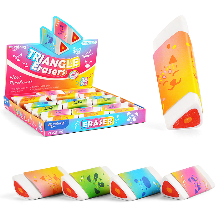 Ластик "Маски животных" синтетический каучук, трехгранный. цвет ассорти, 50*20*20 мм