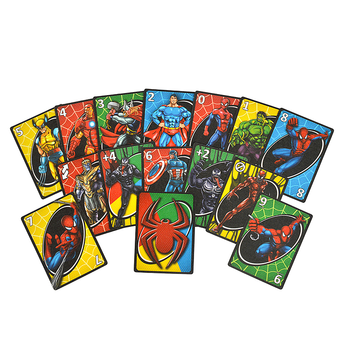 Карточная игра "Супергерои" UNO минута 92х130х22 мм.