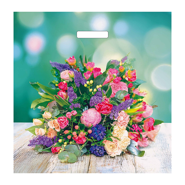 Пакет ПЭ с вырубной ручкой 45x45+3см (65) (Цветочная композиция) 