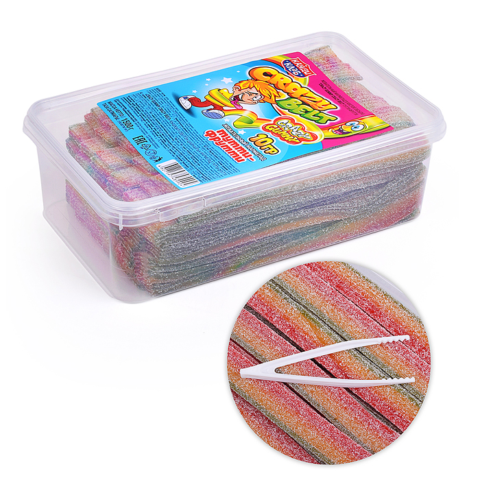 Жевательный мармелад в кислой обсыпке "Crazy gummy. Crazy belt" тутти-фрутти 10гр*150шт