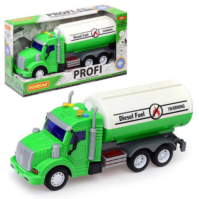 Автомобиль с цистерной "Профи" инерционный (со светом и звуком) зелёный