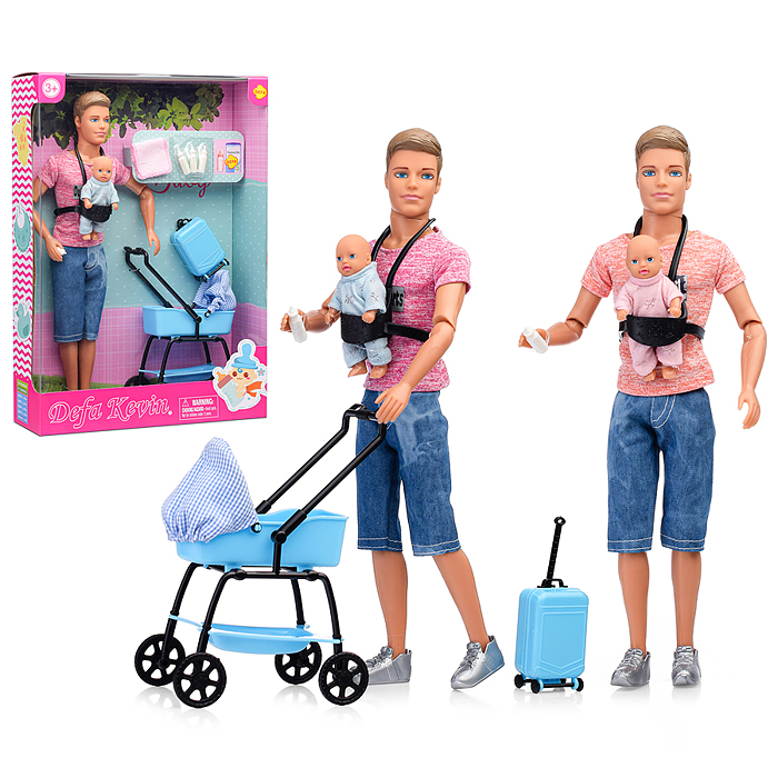 Кукла 8369 "Молодой папа" с малышом и аксессуарами, в коробке