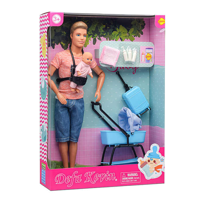 Кукла 8369 "Молодой папа" с малышом и аксессуарами, в коробке