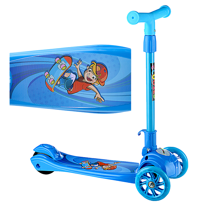 Самокат U038371Y 3-х кол., синий, светящиеся колёса, PVC, ABEC 7, в коробке