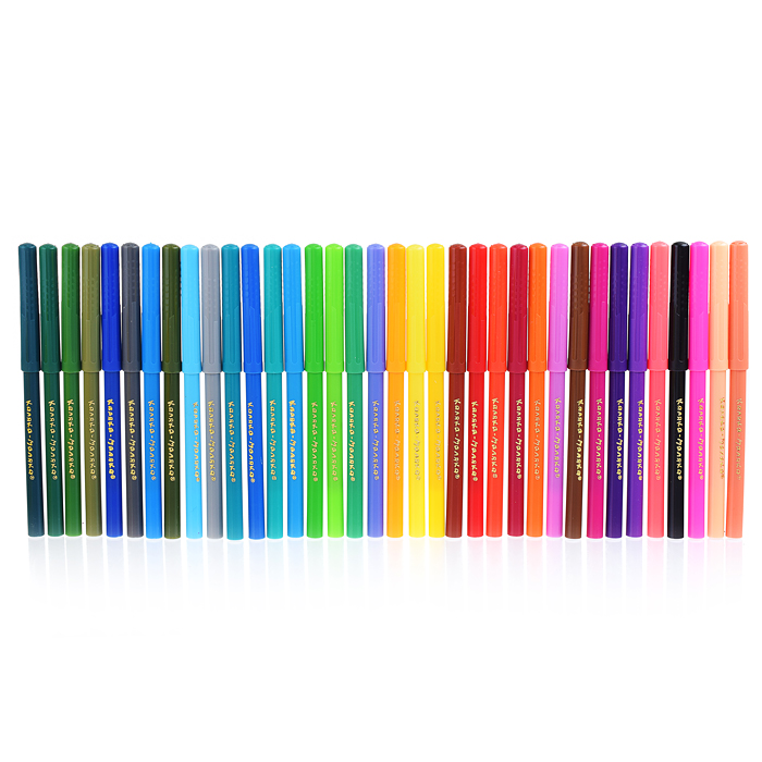 Фото к товару Фломастеры 36 цв. классические, круглый корпус, картонная упаковка Фломастеры 36 цв. классические, круглый корпус, картонная упаковка