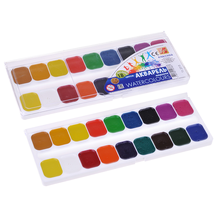 Акварель 18 цв. "Классика" без кисти (европодвес) Акварель 18 цв. "Классика" без кисти (европодвес)