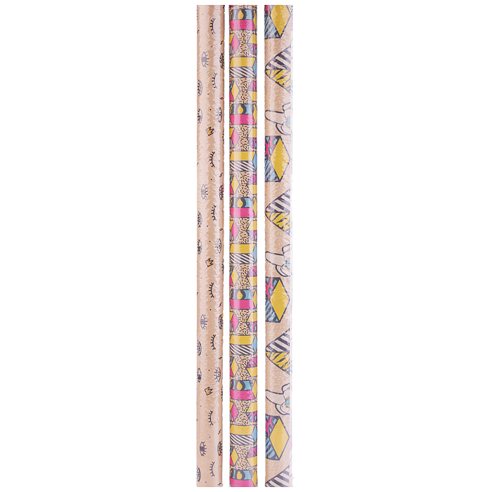 Упаковочная бумага крафт 70х100см "Гламурный рок" 70г/м2, ассорти 5 дизайнов 