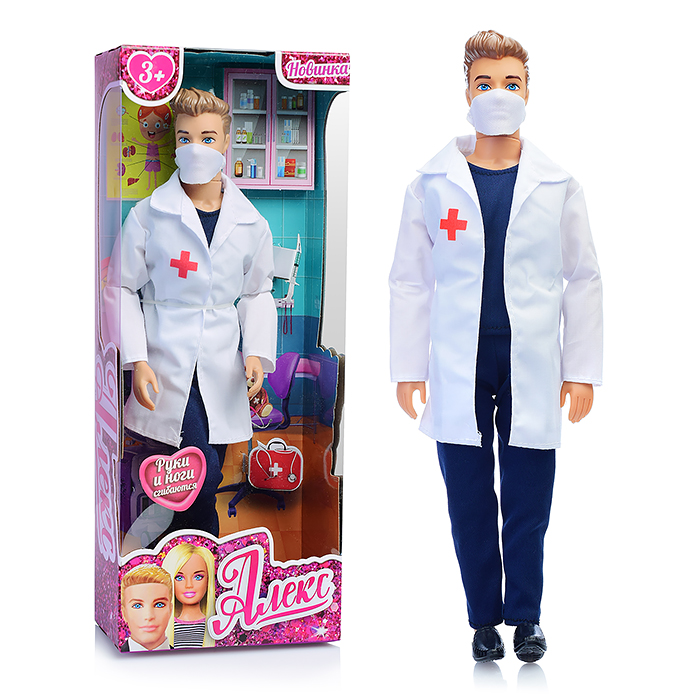 Кукла Алекс 29 см. (врач, руки и ноги сгибаются) в коробке