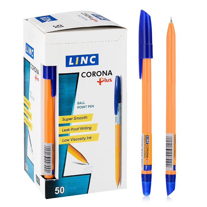 Ручка шариковая Corona plus 0,7 мм синий оранжевый корпус