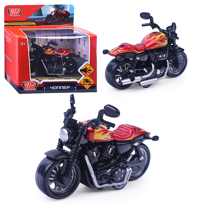 Модель металл Чоппер 9 см, (руль) инерц., ассорт цвет.