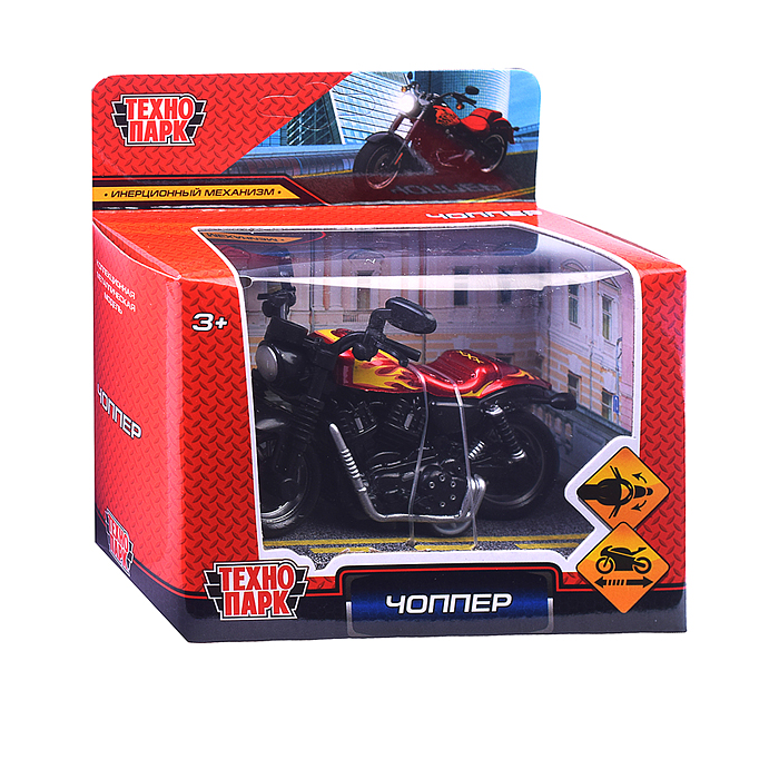 Модель металл Чоппер 9 см, (руль) инерц., ассорт цвет.
